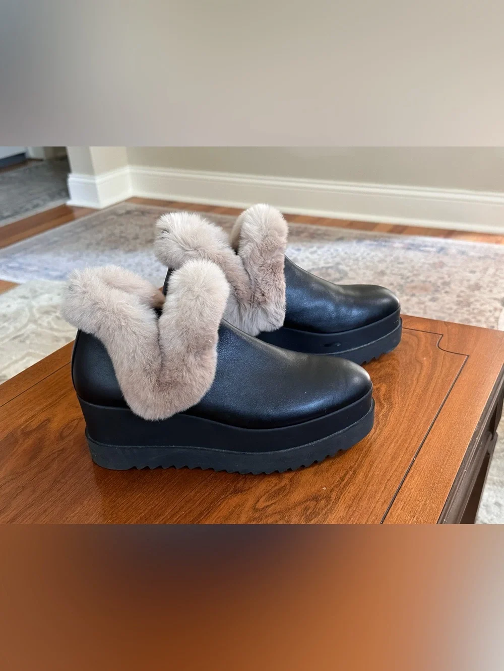 Akada Wellies Faux Fur Platform Clogs Black EU 38 Women’s Winter Shoes